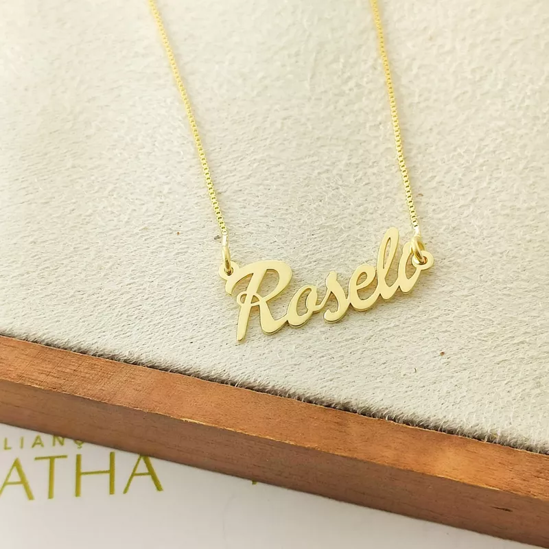 Colar Manuscrito Personalizado Em Ouro