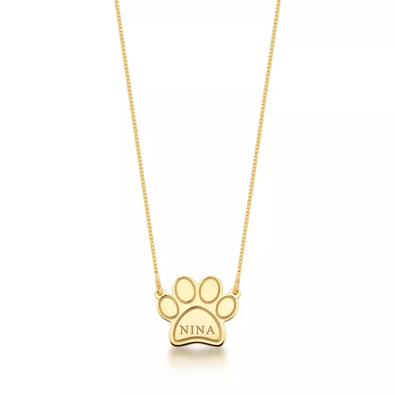 Colar Patinha Pet Personalizado Em Ouro