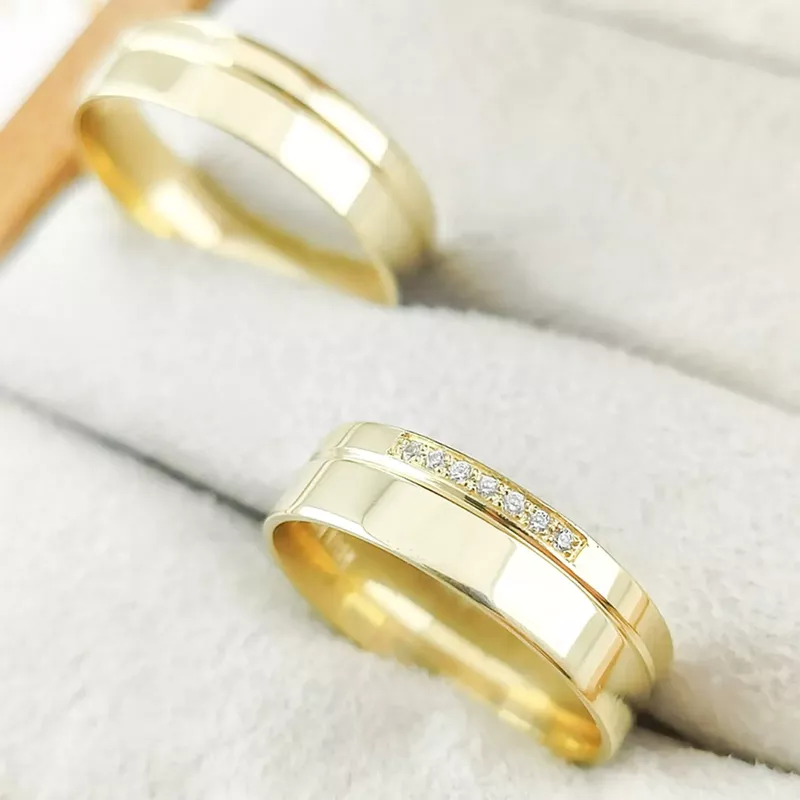 Alianças Em Ouro 18k China 6mm Polida Reta