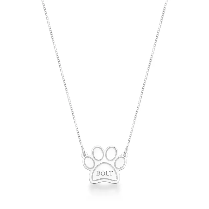 Colar Patinha Pet Personalizado Em Prata
