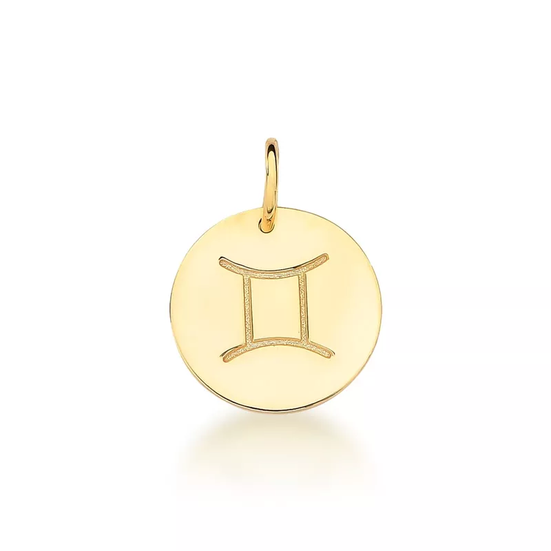 Pingente De Signo Gêmeos Em Ouro 18k