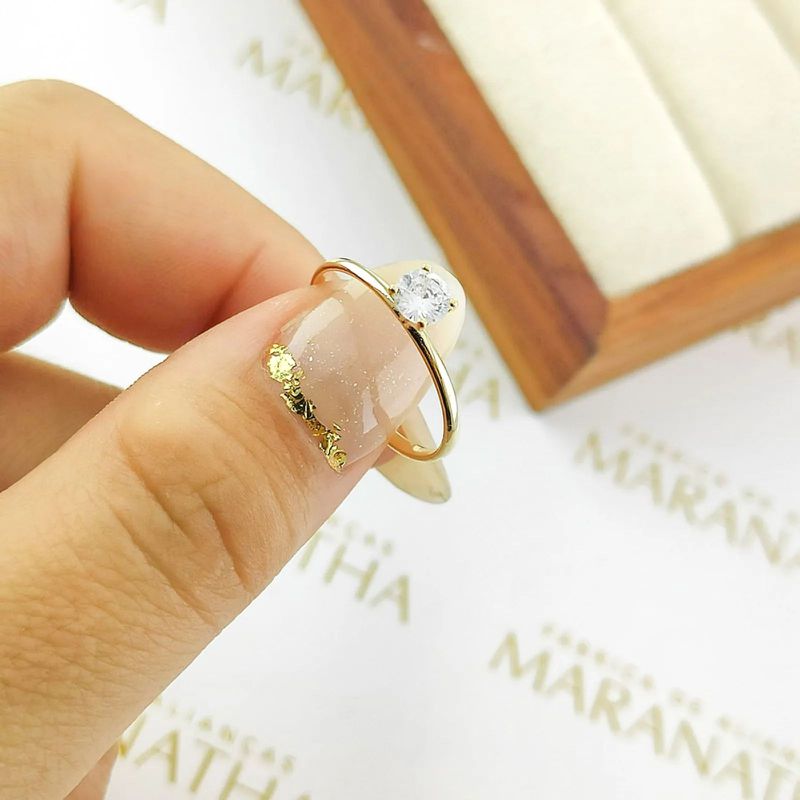Anel De Noivado Alice Em Ouro 18k