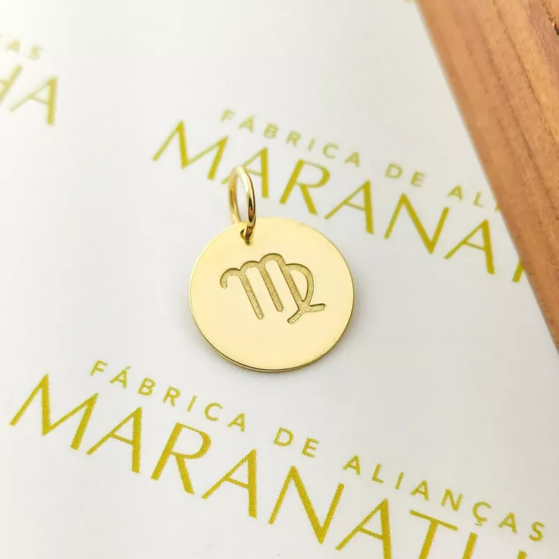 Pingente De Signo Virgem Em Ouro 18k