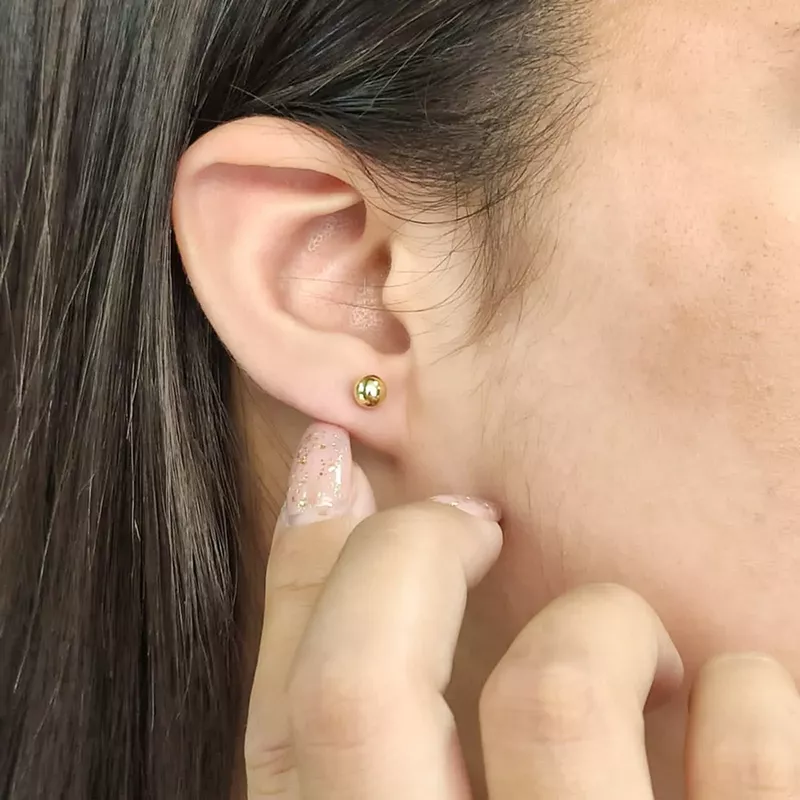 Par De Brincos Bolinha Em Ouro 18k 3mm