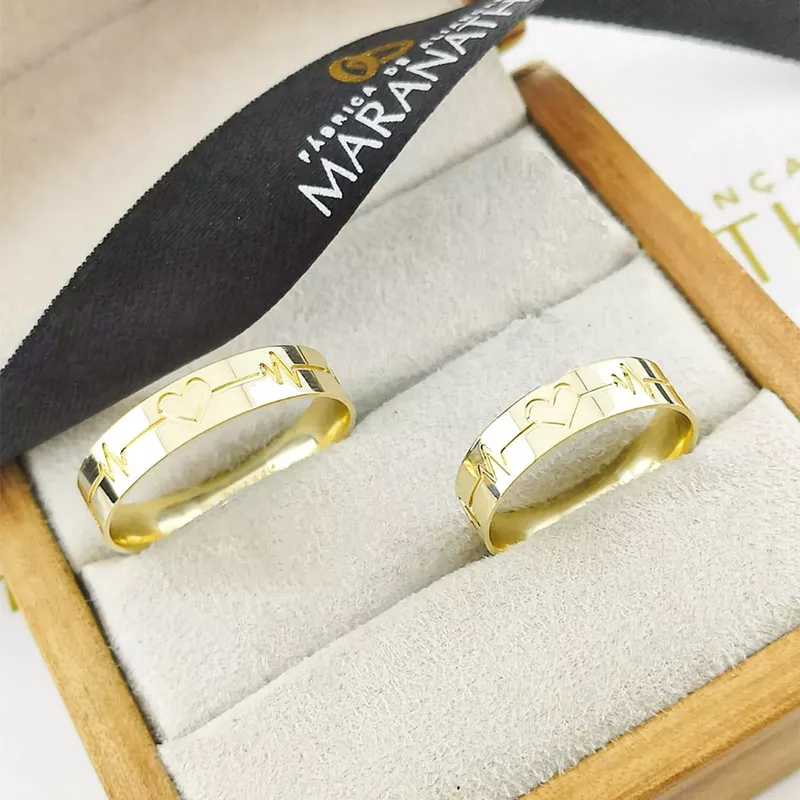 Alianças Em Ouro 18k Suva 5mm Polida Reta