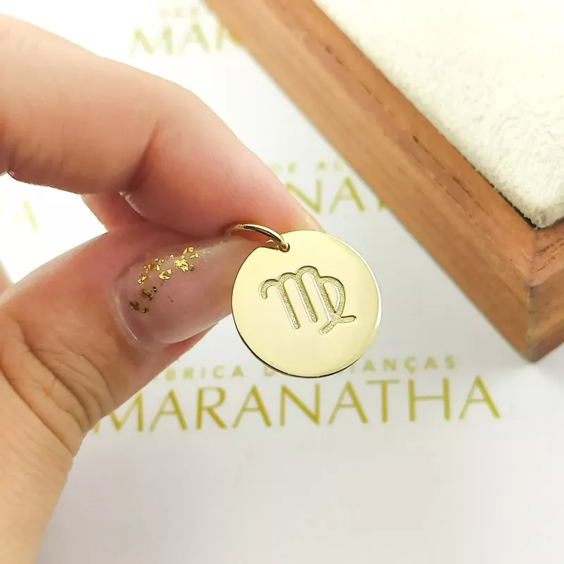 Pingente De Signo Virgem Em Ouro 18k