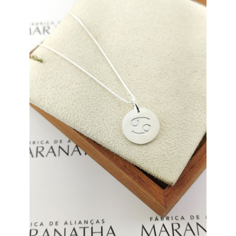 Conjunto Corrente Veneziana e Pingente De Signo Câncer Em Prata