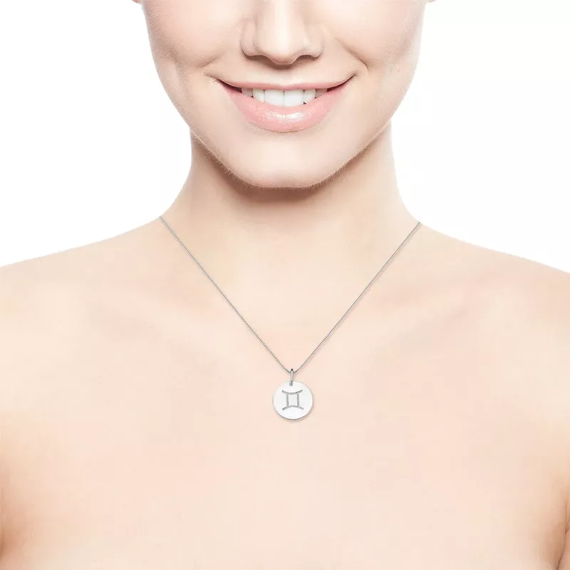 Conjunto Corrente Veneziana e Pingente De Signo Gêmeos Em Prata