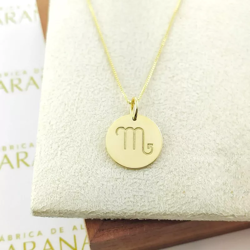 Conjunto Corrente Veneziana e Pingente De Signo Escorpião Ouro 18k