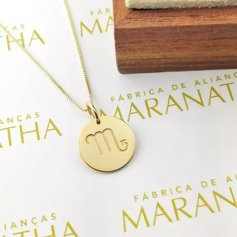 Conjunto Corrente Veneziana e Pingente De Signo Escorpião Ouro 18k