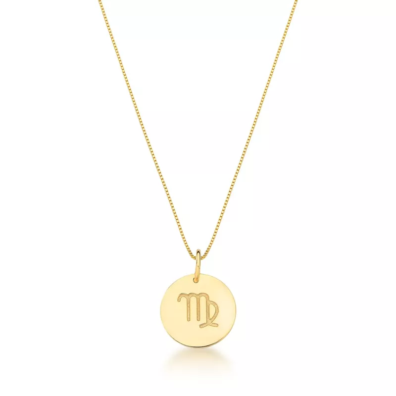 Conjunto Corrente Veneziana e Pingente De Signo Virgem Ouro 18k