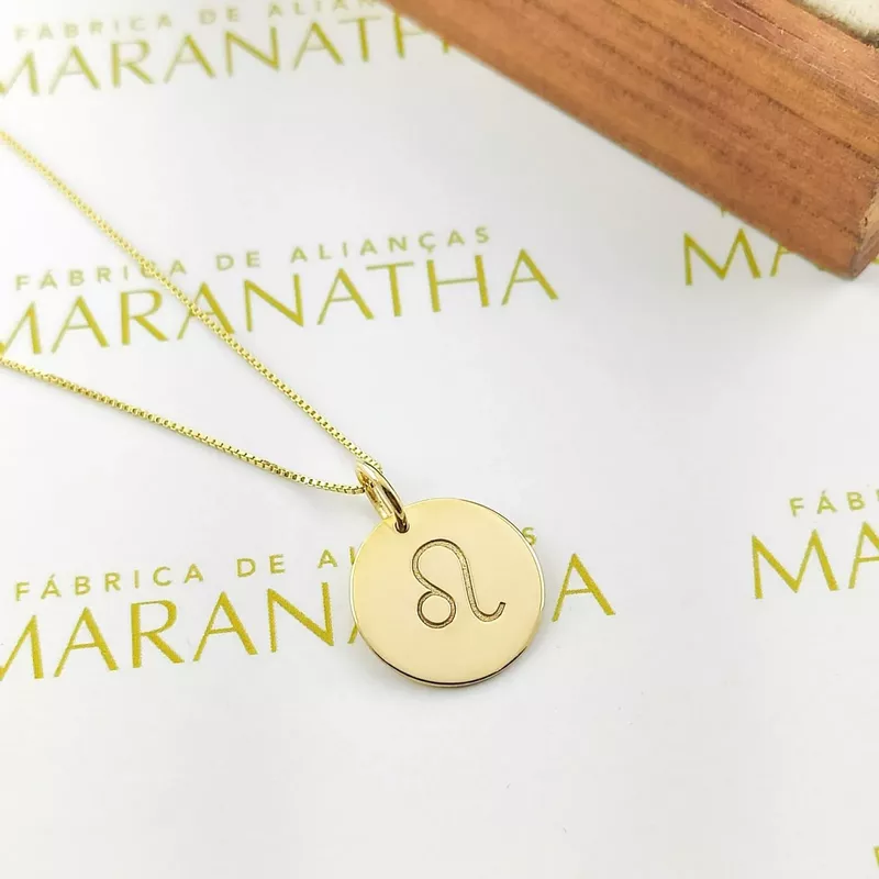 Conjunto Corrente Veneziana e Pingente De Signo Leão Em Ouro 18k