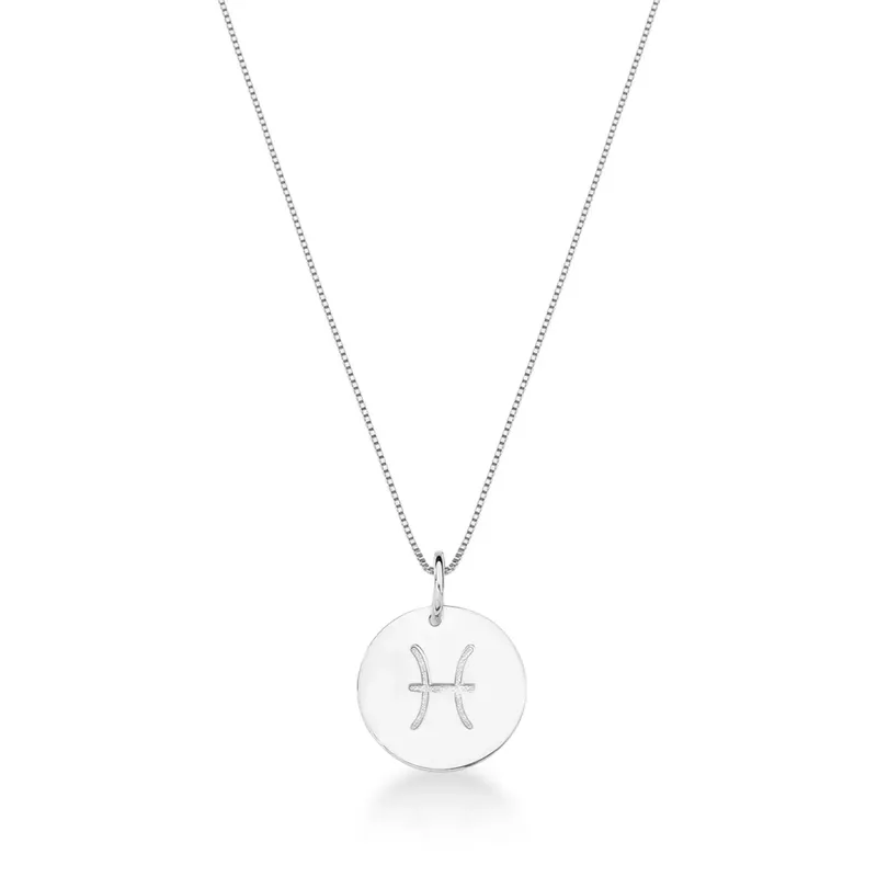 Conjunto Corrente Veneziana e Pingente De Signo Peixes Em Prata