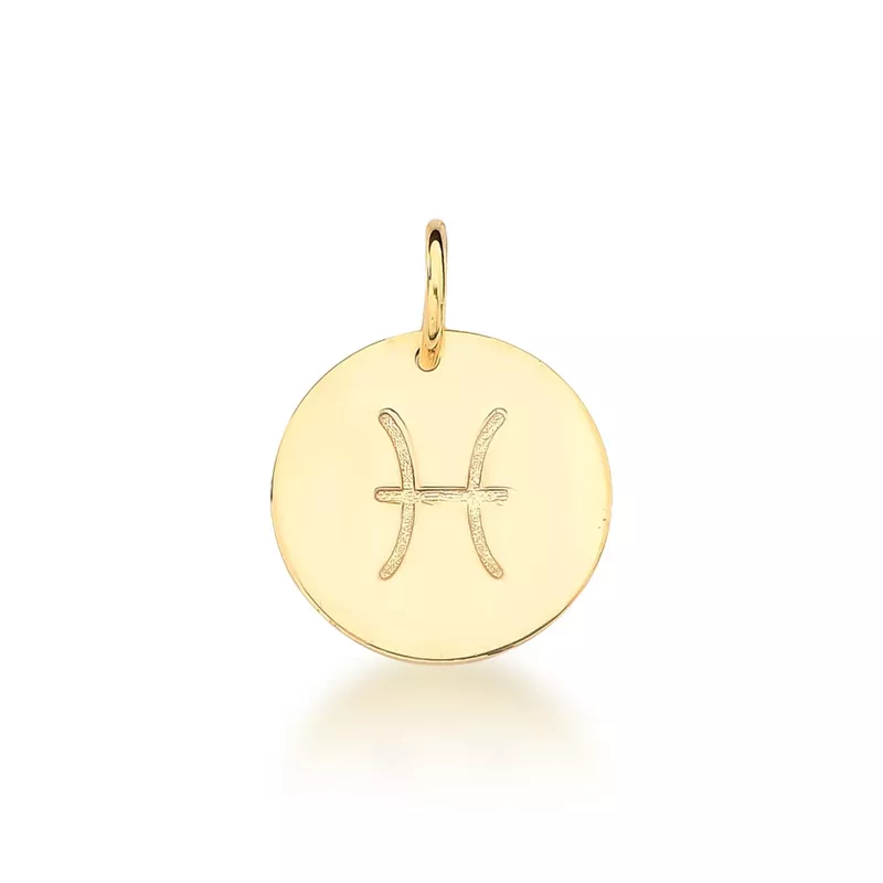 Pingente De Signo Peixes Em Ouro 18k
