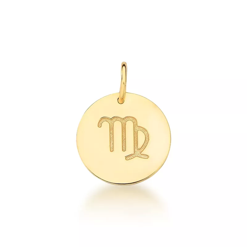 Pingente De Signo Virgem Em Ouro 18k