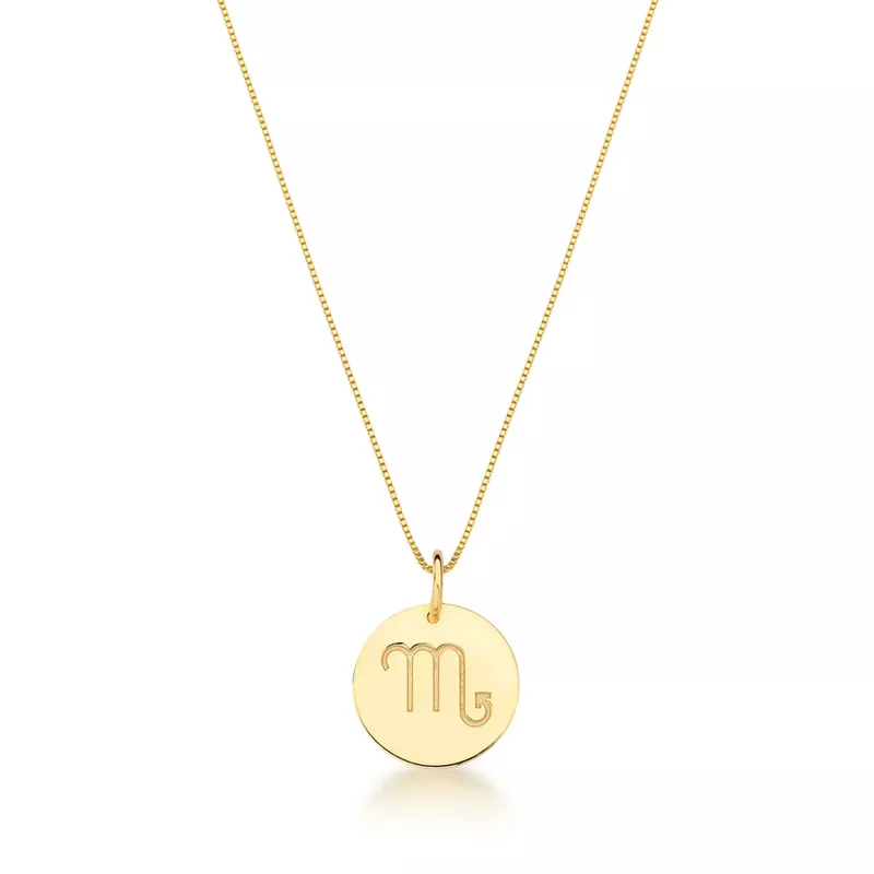 Conjunto Corrente Veneziana e Pingente De Signo Escorpião Ouro 18k