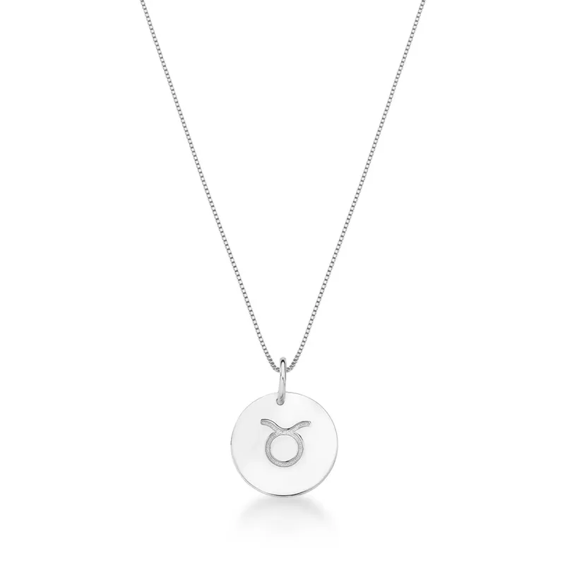 Conjunto Corrente Veneziana e Pingente De Signo Touro Em Prata