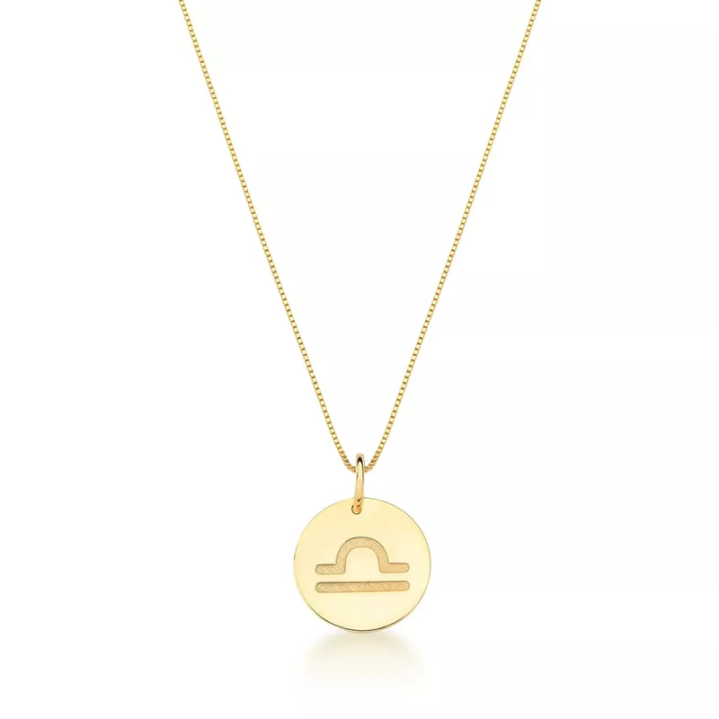 Conjunto Corrente Veneziana e Pingente De Signo Libra Em Ouro 18k