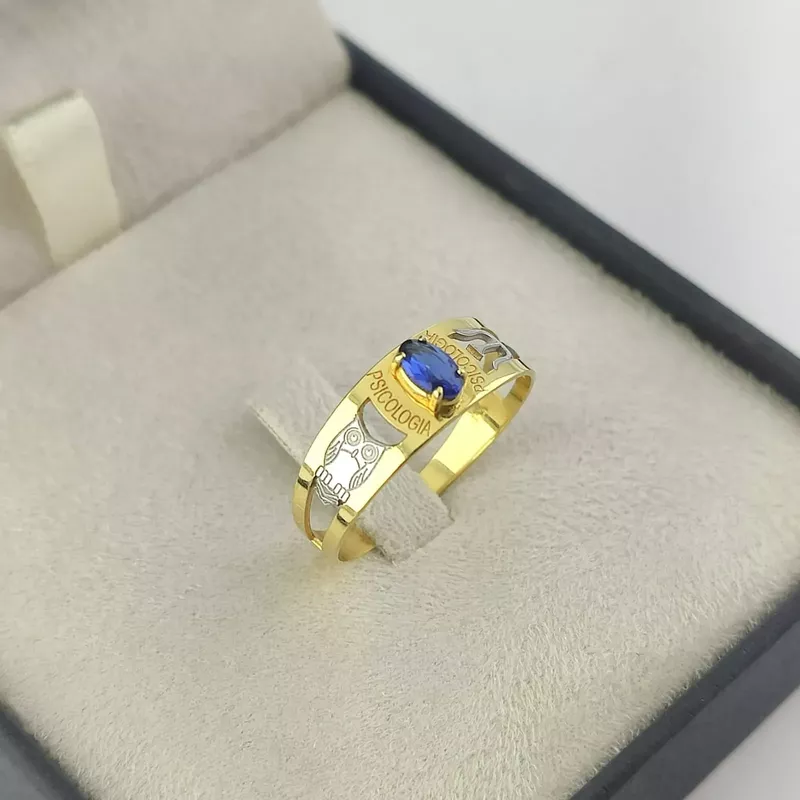 Anel De Formatura Escrita a Laser Psicologia Em Ouro 18k
