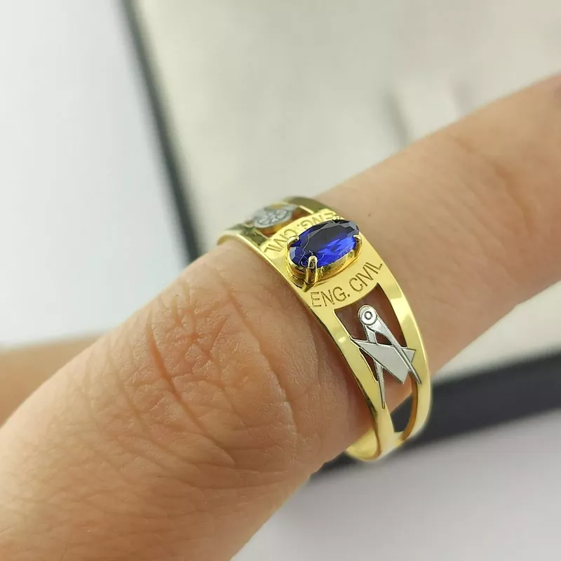 Anel De Formatura Escrita a Laser Engenharia Civil Em Ouro 18k