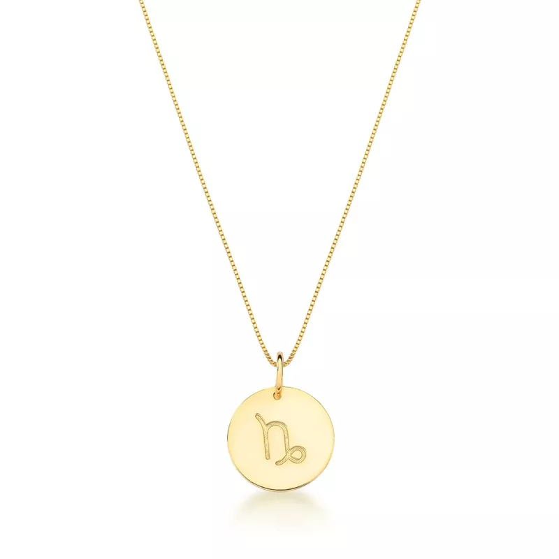 Conjunto Corrente Veneziana e Pingente De Signo Capricórnio Em Ouro 18k
