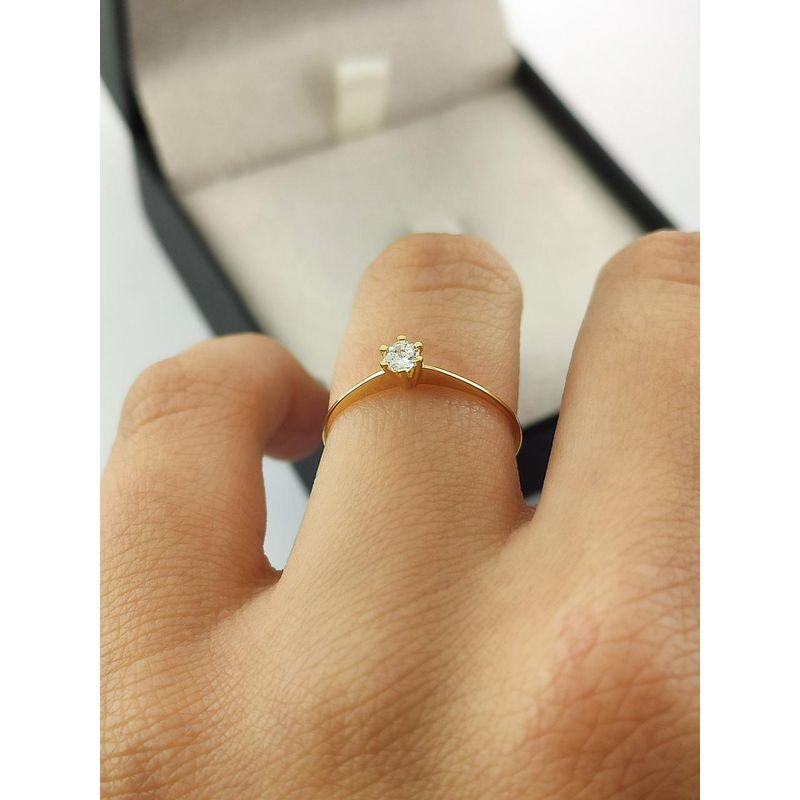 Anel Solitário de Noivado em Ouro 18k Modelo Maranatha