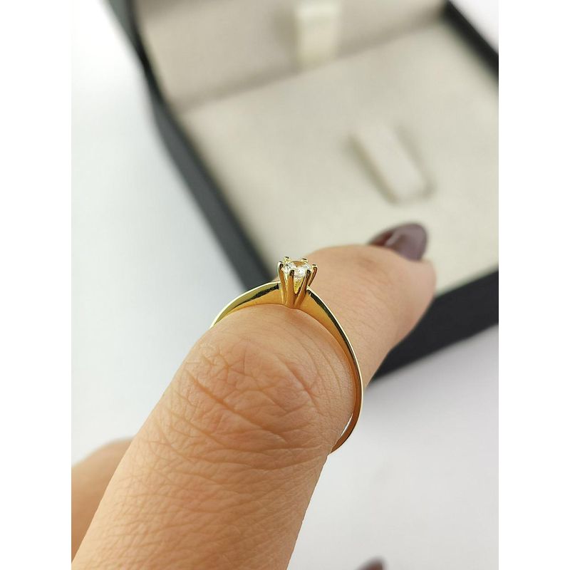 Anel Solitário de Noivado em Ouro 18k Modelo Maranatha