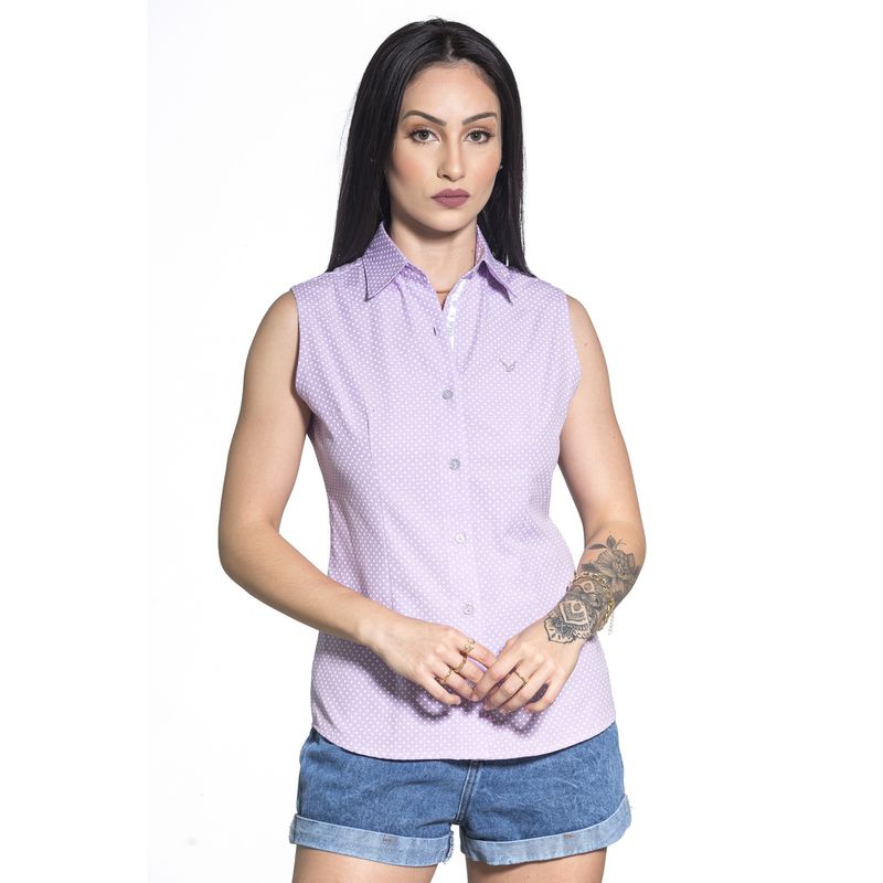 Blusa De Poá Lilás Sem Manga Laís - Fyorella