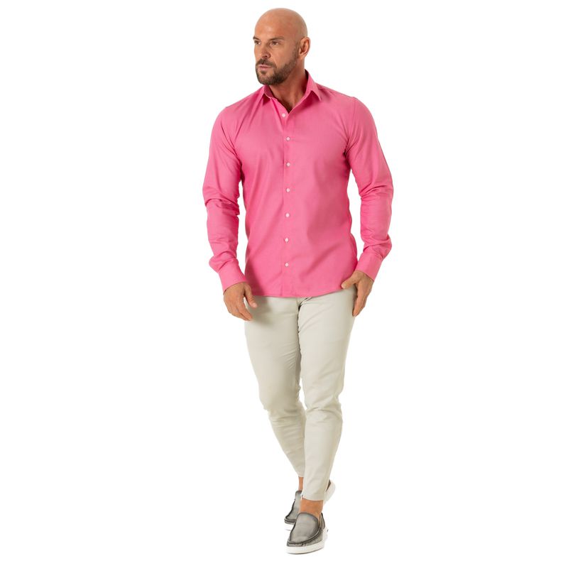 Camisa Slim Social Rosa Claro Versalhes - Fyorella