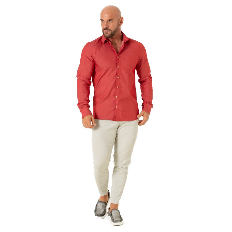 Camisa Slim Social Vermelha Santiago - Fyorella