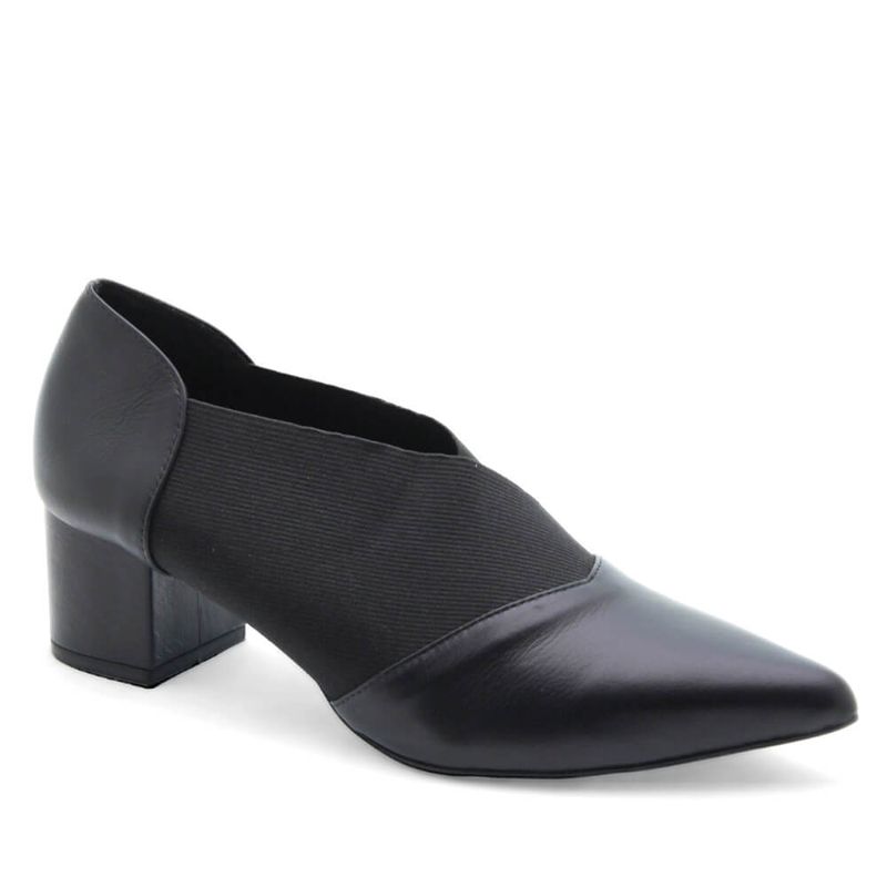 Bota Bico Fino Couro Eiffel Preta