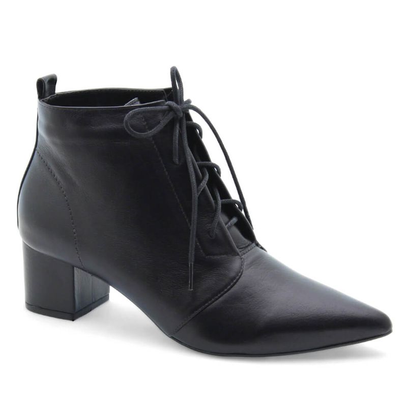 Bota Bico Fino Couro Marseille Preta