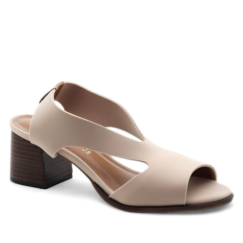 Sandália Salto Médio Neoprene Nuage Nude