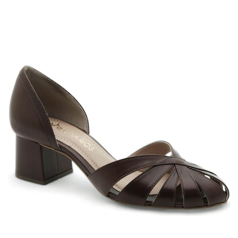 Scarpin Salto Médio Couro Venasque Chocolate