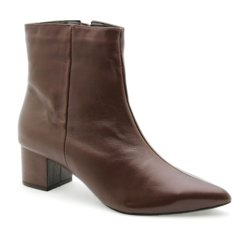 Bota Bico Fino Couro Louvre Chocolate
