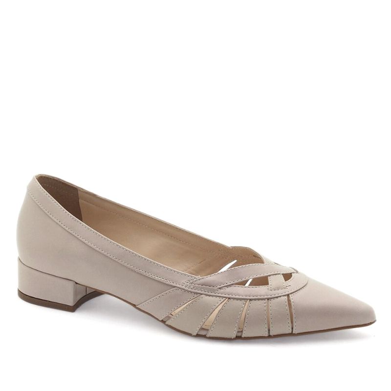 Scarpin Salto Baixo Amboise Couro Off White
