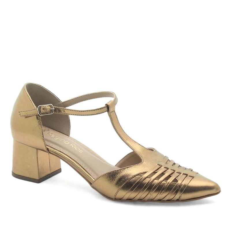 Scarpin Couro Chelles Bronze