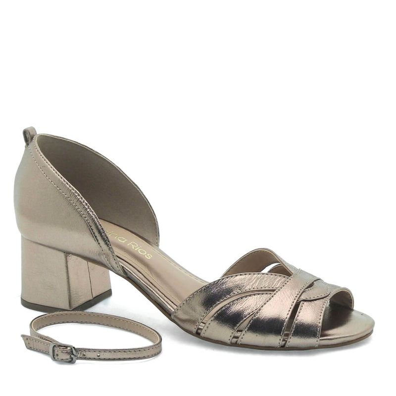 Peep Toe Média Couro Fruges Prata Velho