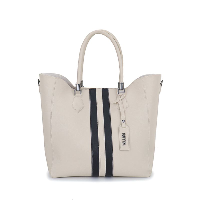Bolsa Saco Sacola Grande Rebeca Marfim com Preta