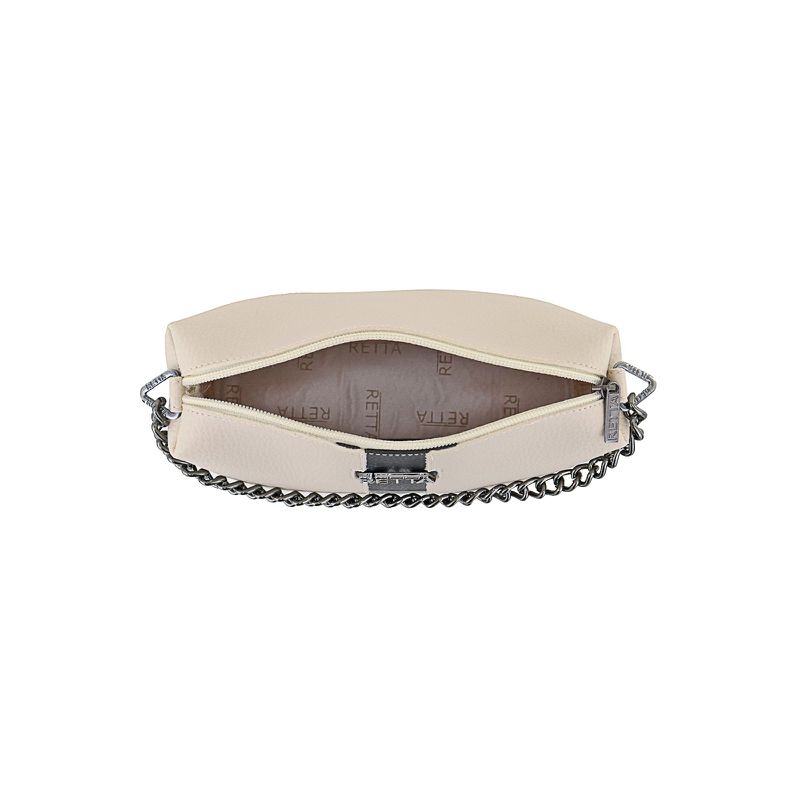 Bolsa Feminina Tiracolo Pequena Kiara Marfim com Preto