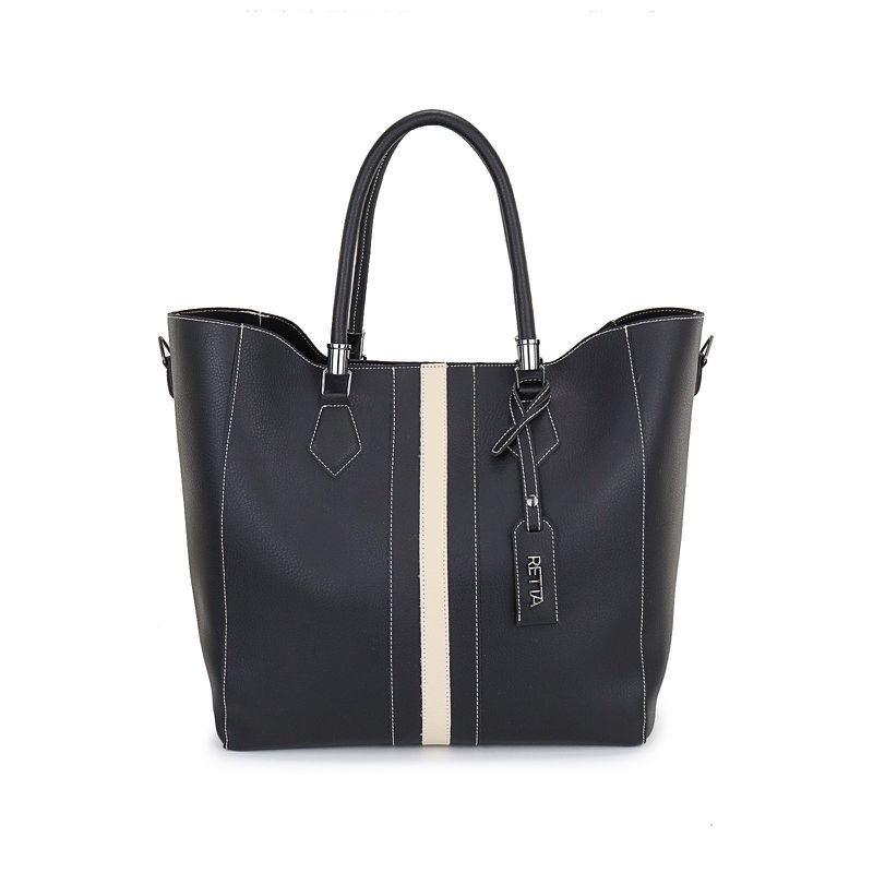 Bolsa Saco Sacola Grande Rebeca Preta com Marfim