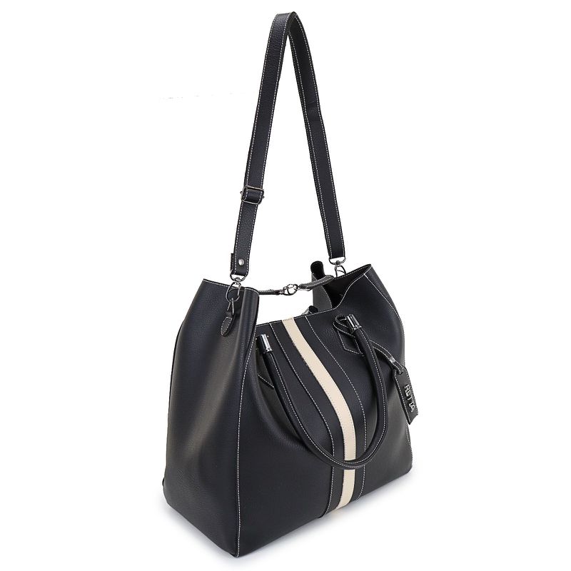 Bolsa Saco Sacola Grande Rebeca Preta com Marfim