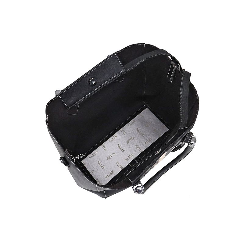 Bolsa Saco Sacola Grande Rebeca Preta com Marfim