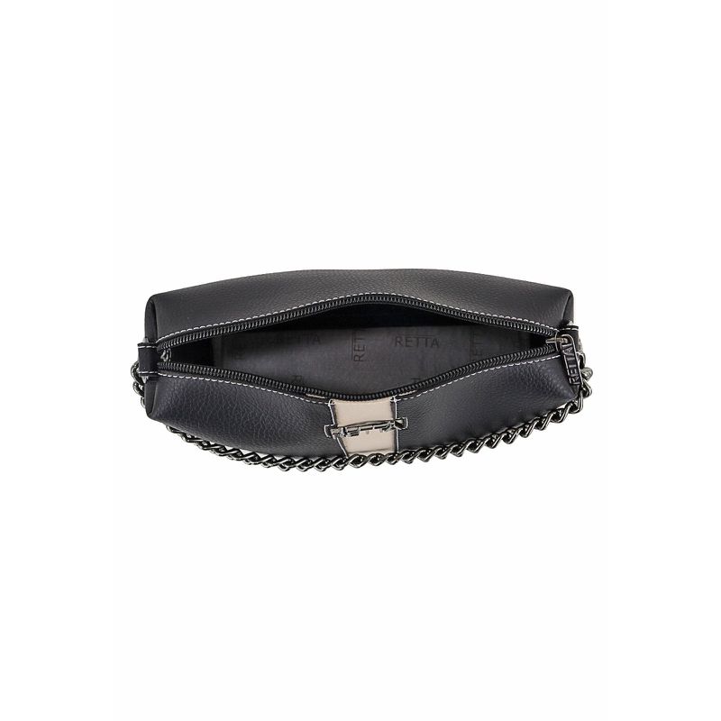 Bolsa Feminina Tiracolo Pequena Kiara Preta com Marfim