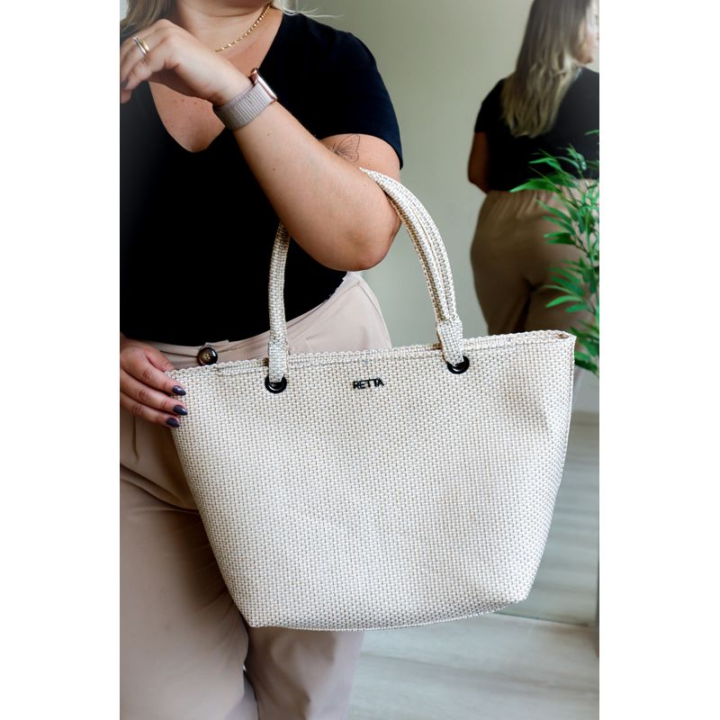 Bolsa de Praia Grande com Necessaire Marfim