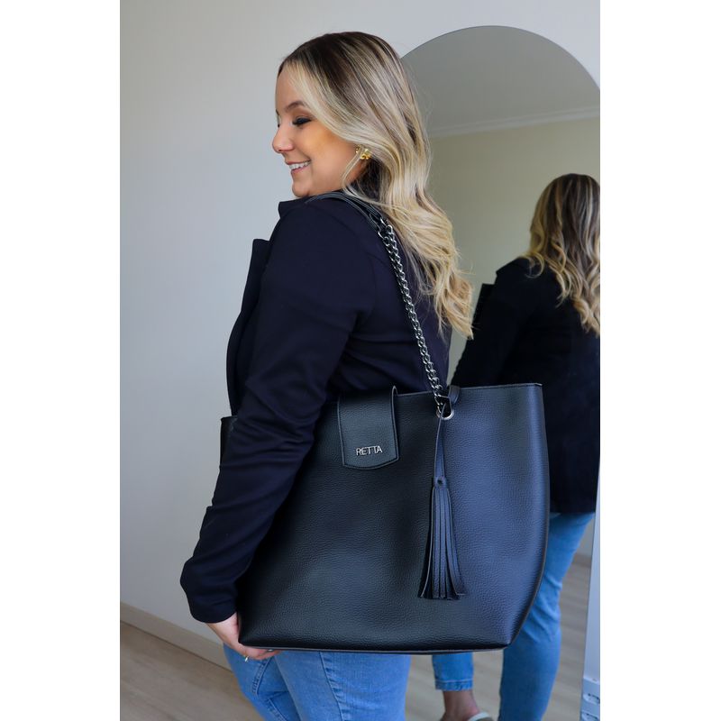 Bolsa Saco Corrente Sacola Grande Preta
