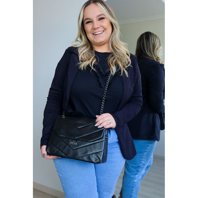 Bolsa Tiracolo Média Matelasse Isa Preta