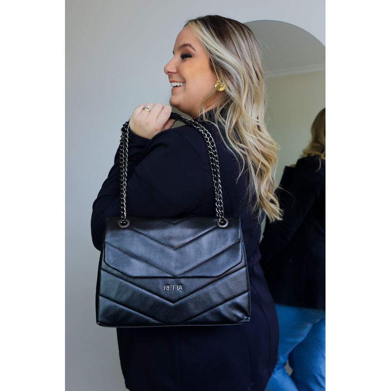 Bolsa Tiracolo Média Matelasse Isa Preta