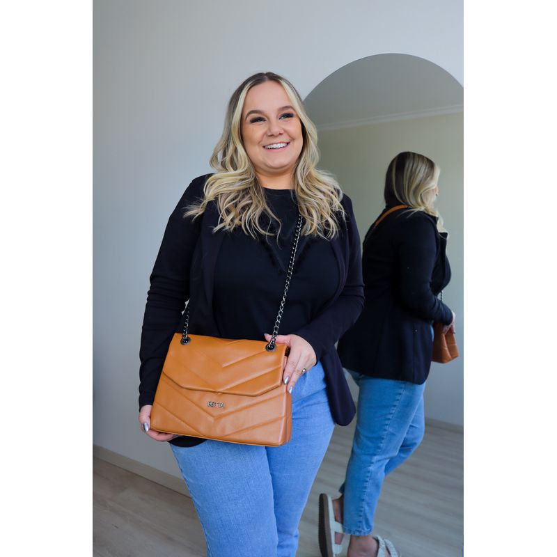 Bolsa Tiracolo Média Matelasse Isa Caramelo