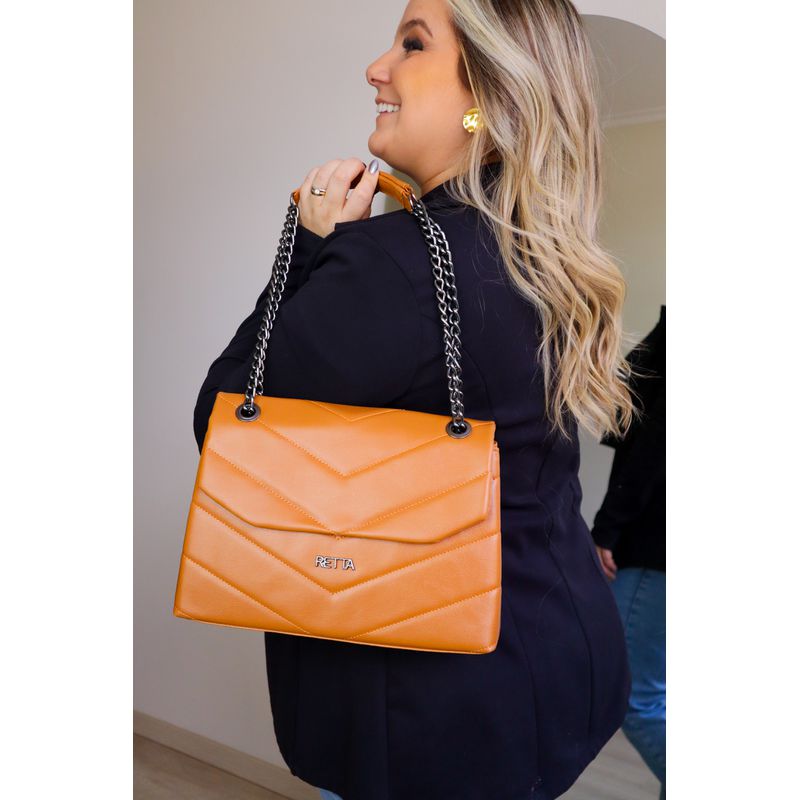 Bolsa Tiracolo Média Matelasse Isa Caramelo